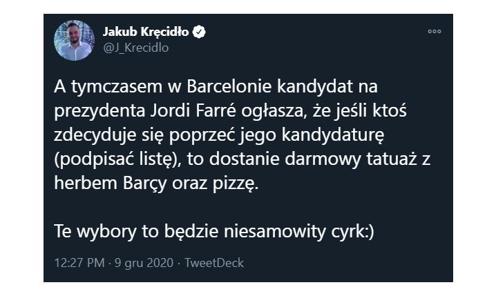 OBIETNICA kandydata na prezydenta Barcy! xD